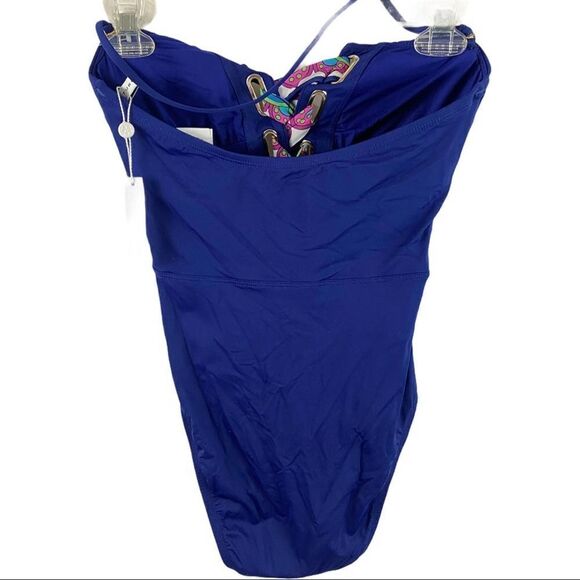 Trina Turk Paradise Bandeau Lace-Up One-Piece Swim Size 2 - Picture 5 of 11